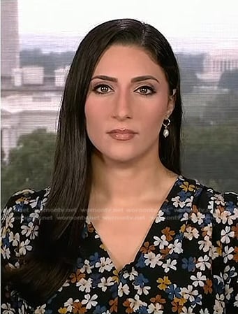 Allie Raffa’s black floral wrap dress on NBC News Daily