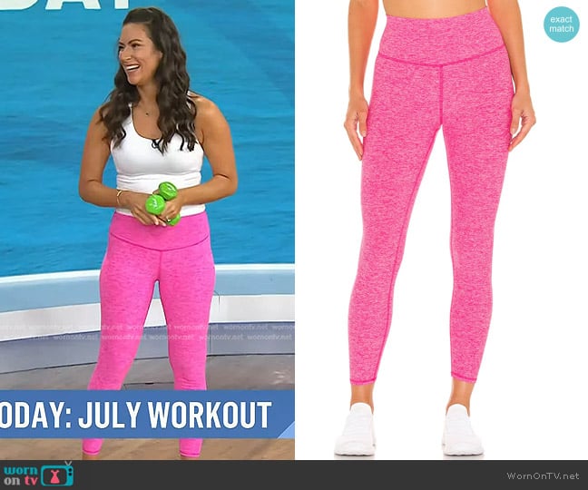 Alo 7/8 Alosoft Highlight Legging in Neon Pink Heather worn by Stephanie Mansour on Today