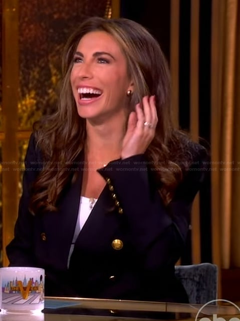 Alyssa’s navy double breasted blazer on The View