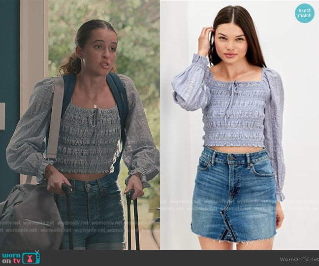 American Eagle Smocked Puff Sleeve Square Neck Blouse worn by (Harlan Drum) on Sweet Magnolias