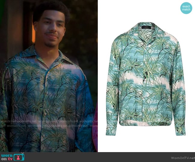 Amiri Camp-Collar Floral-Print Silk-Twill Shirt worn by Andre Johnson, Jr. (Marcus Scribner) on Grown-ish
