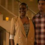 Annika’s yellow pinstripe blazer and corset top on Grown-ish