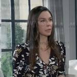 Anna’s black leaf print midi dress on General Hospital