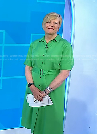 Anne Thompson’s green belted shirtdress on Today