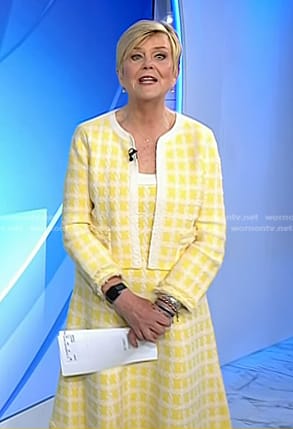 Anne Thompson’s yellow check teed jacket and dress on Today