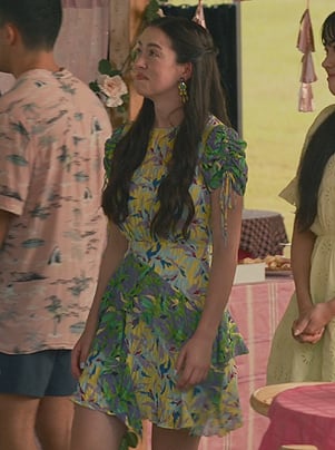 Annie’s green floral print mini dress on Sweet Magnolias
