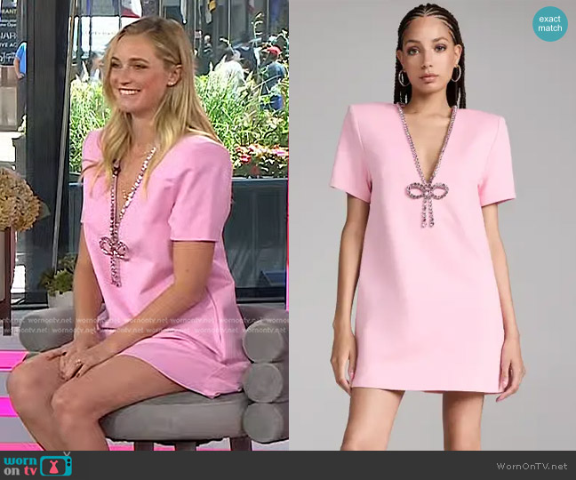 Area Crystal Bow V Neck T-Shirt Dress worn by Jasmine Snow on Today