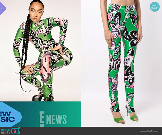 Area Butterfly-Print Skinny Trousers worn by Leigh-Anne Pinnock on E! News
