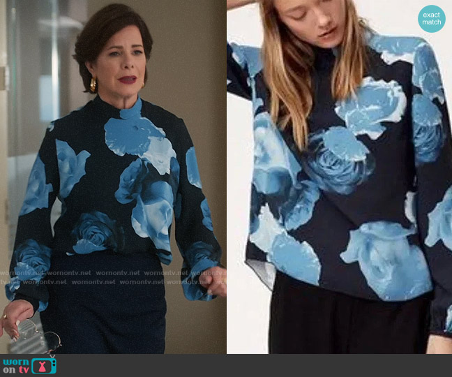 Babaton Floral Blouse worn by Margaret Wright (Marcia Gay Harden) on So Help Me Todd