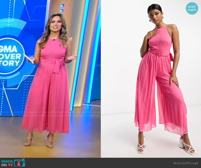 Asos Pleated Wide Leg Jumpsuit worn by Rhiannon Ally on Good Morning America