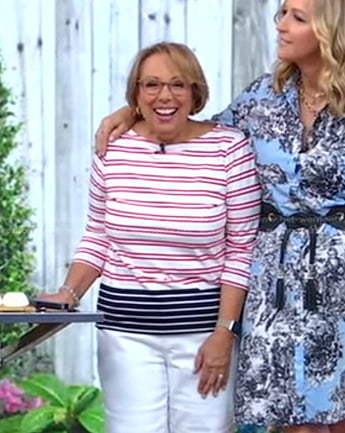 Barbara Costello’s white striped top on Good Morning America
