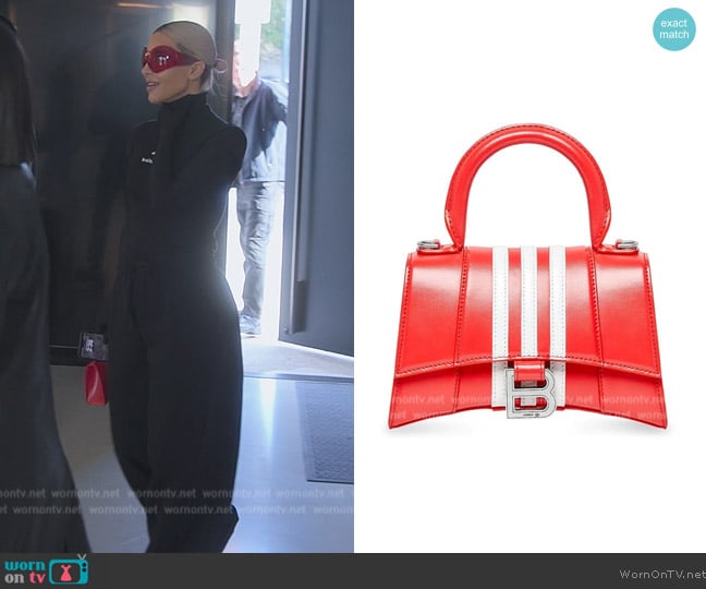 Balenciaga x adidas XS Hourglass mini bag worn by Kim Kardashian (Kim Kardashian) on The Kardashians