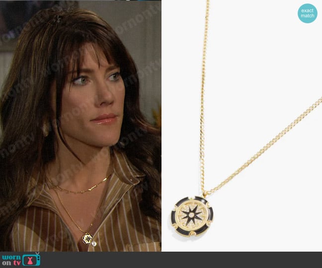 Baublebar Estella Compass Pendant Necklace worn by Steffy Forrester (Jacqueline MacInnes Wood) on The Bold and the Beautiful