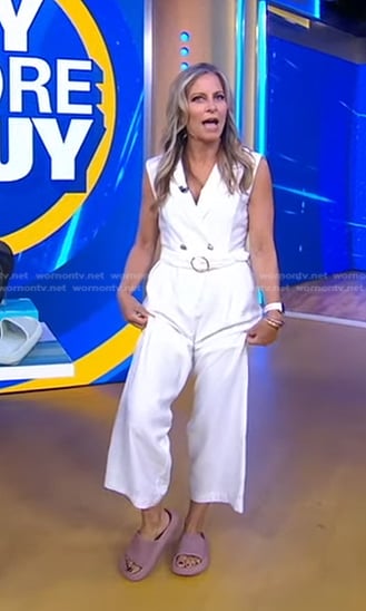 Becky Worley’s white belted jumpsuit on Good Morning America