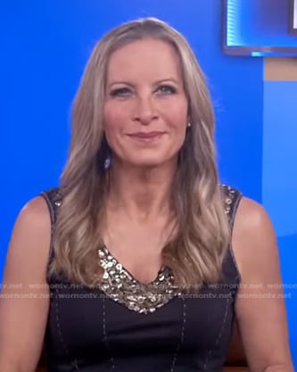 Becky Worley’s sequined v-neck top on Good Morning America