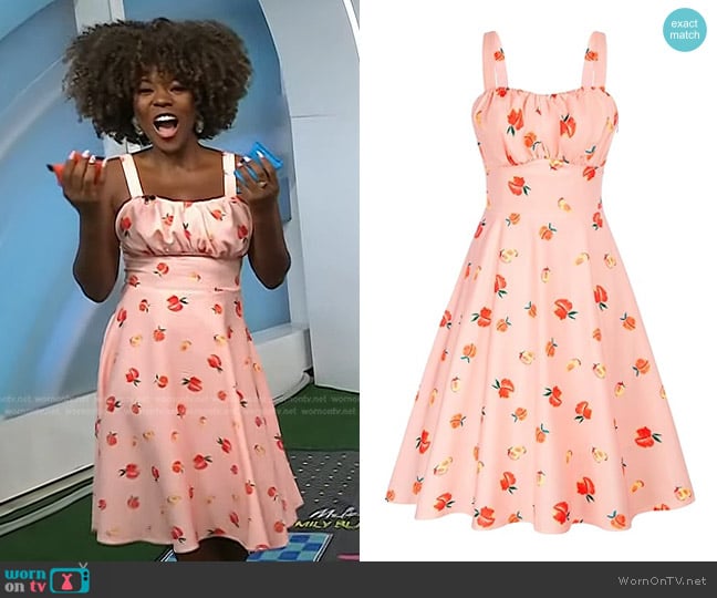 Belle Poque Vintage Floral A-Line Midi Dress in Orange-peach worn by Patrice J. Williams on Today