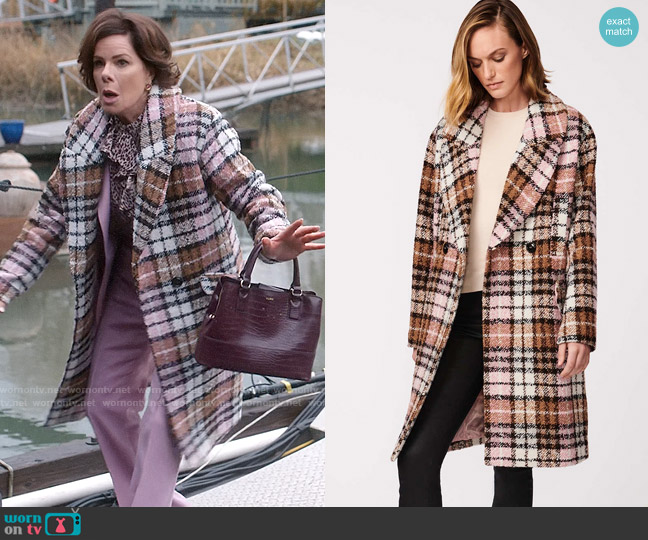 Bernardo Park Plaid Textured Wool Coat worn by Margaret Wright (Marcia Gay Harden) on So Help Me Todd