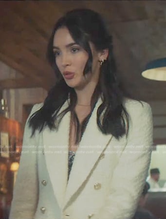 Bess’s white tweed blazer on Nancy Drew