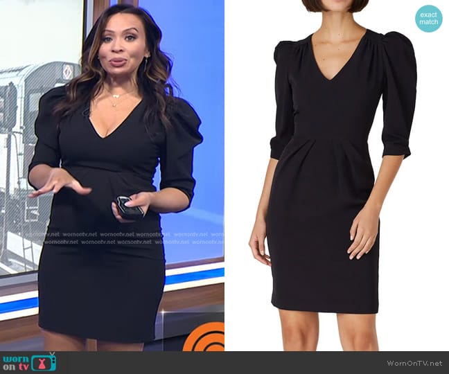 Black Halo Livia Sheath Dress in Black worn by Adelle Caballero on Today