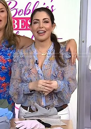 Bobbie’s blue floral ruffle chiffon blouse on Today
