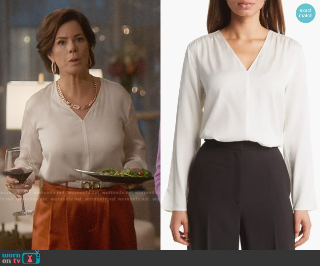 BOSS Iore Stretch Silk Blouse worn by Margaret Wright (Marcia Gay Harden) on So Help Me Todd