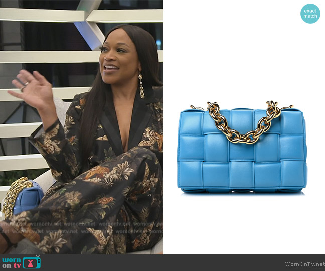 Bottega Veneta Lambskin Intrecciato Padded Chain Cassette Crossbody Bag worn by Monyetta on The Real Housewives of Atlanta