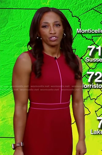 Brittany Bell’s red contrast trim dress on Good Morning America