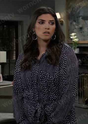 Brook Lynn’s navy mixed print dress on General Hospital