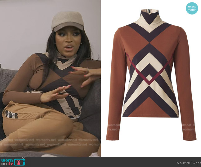 Burberry Emery Kissing Check Turtleneck Top worn by Drew Sidora on The Real Housewives of Atlanta