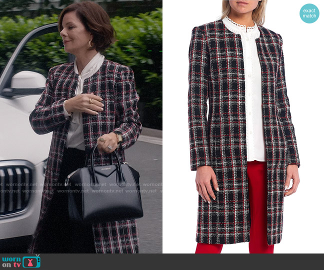 Calvin Klein Collarless Plaid Topper Jacket worn by Margaret Wright (Marcia Gay Harden) on So Help Me Todd