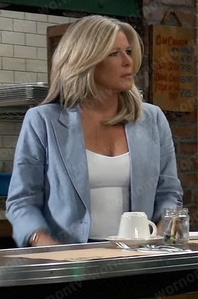 Carly’s light blue blazer on General Hospital