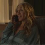 Carrie’s blue stripe cardigan on And Just Like That