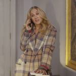 Carrie’s plaid coat on And Just Like That