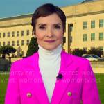 Catherine Herridge’s pink double-breasted blazer on CBS Mornings