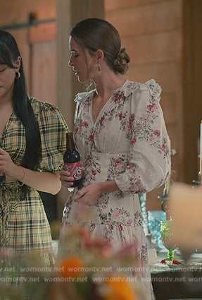 Kathy’s white floral print dress on Sweet Magnolias