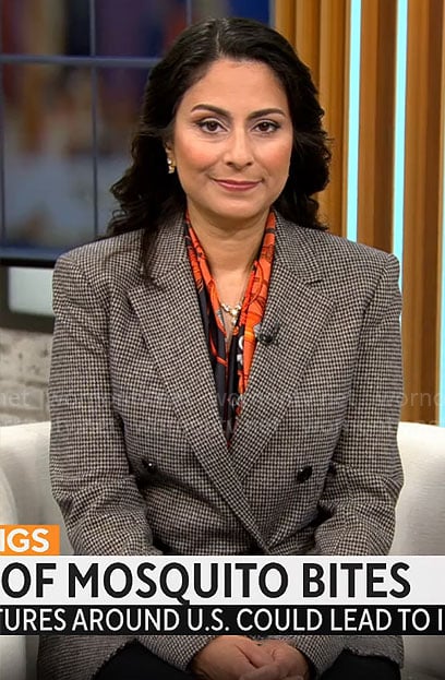 Celine Gounder’s checked blazer on CBS Mornings