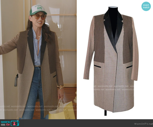 Celine Houndstooth Coat worn by Jenna Lyons on The Real Housewives of New York City