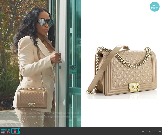 Chanel Boy Flap Bag Quilted Iridescent Bag worn by Monyetta Shaw Carter on The Real Housewives of Atlanta