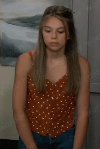 Charlotte’s brown polka dot cami on General Hospital