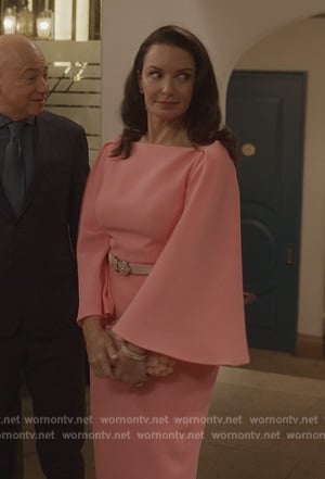 Charlotte’s pink bell sleeve dress on And Just Like That