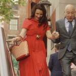 Charlotte’s red pleated shirtdress on And Just Like That