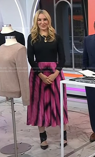 Chassie’s pink tie dye pleated skirt on Today