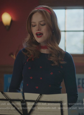 Cheryl’s blue floral print sweater on Riverdale