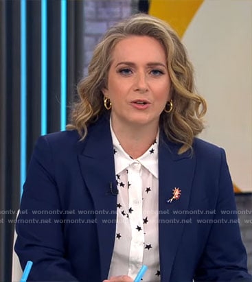 Christina Ruffini’s white star print shirt on CBS Mornings
