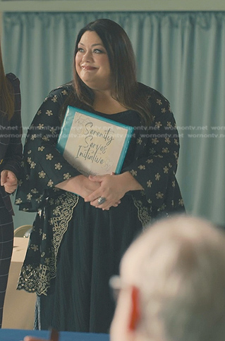Dana’s black floral eyelet jacket on Sweet Magnolias