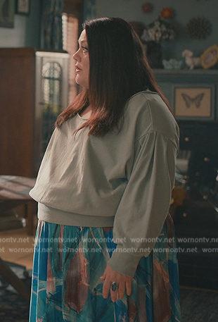 Dana’s blue printed skirt on Sweet Magnolias