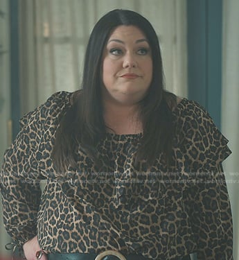 Dana’s leopard ruffle top on Sweet Magnolias