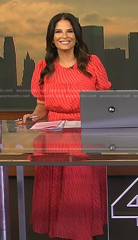 Darlene’s red striped midi dress on Today