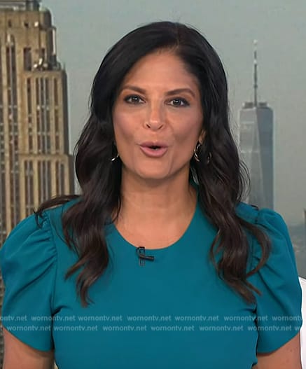 Darlene’s teal puff short sleeve dress on Today