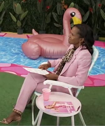 Deborah’s leopard blouse and pink blazer on Good Morning America